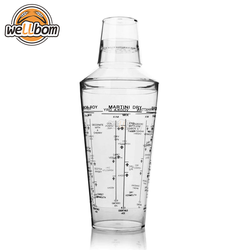 700ml Food-grade PC transparent shaker grams pot scale cup Bar Household cocktail shaker